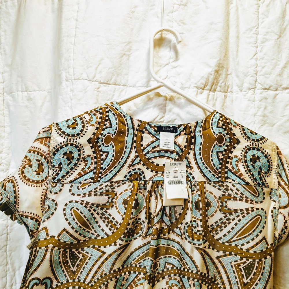 J Crew "vintage" silk blue and brown dress - Picture 9 of 13